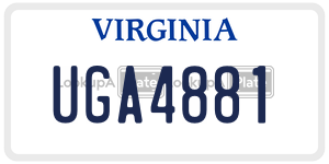 UGA4881  license plate in VA