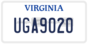 UGA9020  license plate in VA