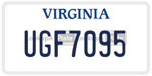 UGF7095  license plate in VA