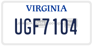 UGF7104  license plate in VA