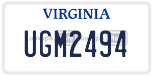 UGM2494 license plate in Virginia