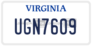 UGN7609  license plate in VA