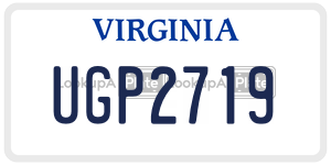 UGP2719  license plate in VA