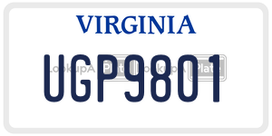 UGP9801  license plate in VA