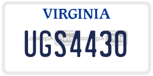 UGS4430  license plate in VA