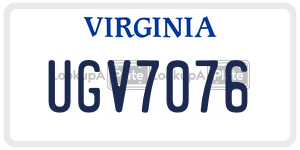 UGV7076 license plate in Virginia