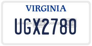 UGX2780 license plate in Virginia
