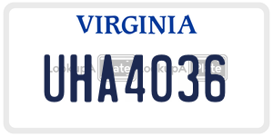 UHA4036  license plate in VA