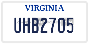 UHB2705 license plate in Virginia