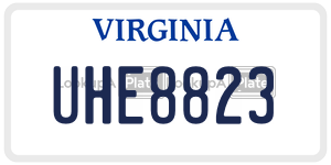 UHE8823 license plate in Virginia