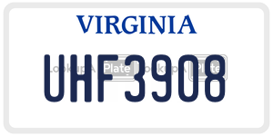 UHF3908  license plate in VA