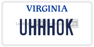 UHHHOK license plate in Virginia