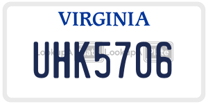 UHK5706  license plate in VA