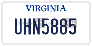 UHN5885  license plate in VA