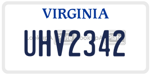 UHV2342 license plate in Virginia