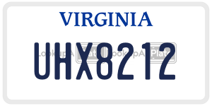 UHX8212 license plate in Virginia