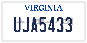 UJA5433 license plate in Virginia