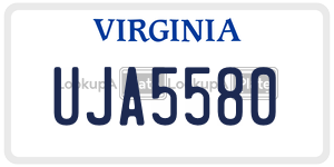 UJA5580 license plate in Virginia