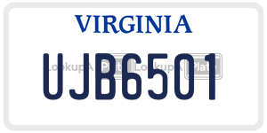 UJB6501 license plate in Virginia