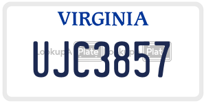 UJC3857  license plate in VA