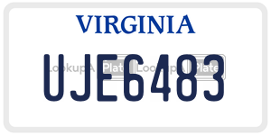 UJE6483  license plate in VA