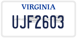 UJF2603  license plate in VA