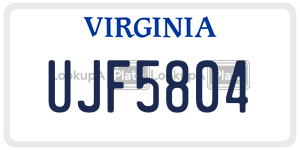 UJF5804  license plate in VA