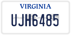 UJH6485 license plate in Virginia