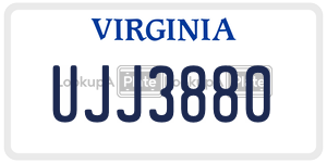 UJJ3880 license plate in Virginia