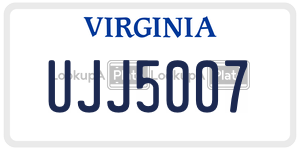 UJJ5007  license plate in VA