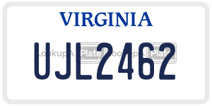 UJL2462  license plate in VA
