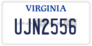 UJN2556  license plate in VA