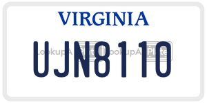 UJN8110 license plate in Virginia