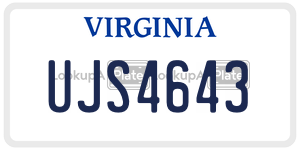 UJS4643 license plate in Virginia