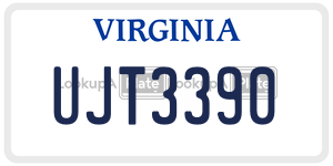UJT3390  license plate in VA