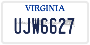 UJW6627  license plate in VA