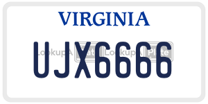 UJX6666  license plate in VA