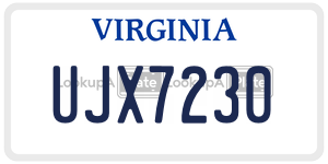 UJX7230  license plate in VA