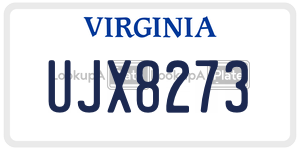 UJX8273  license plate in VA