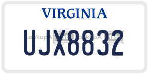 UJX8832  license plate in VA