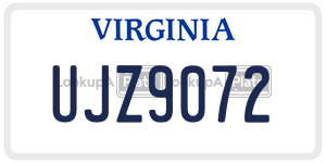 UJZ9072 license plate in Virginia