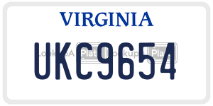 UKC9654  license plate in VA