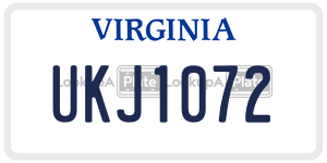 UKJ1072  license plate in VA