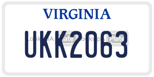 UKK2063  license plate in VA