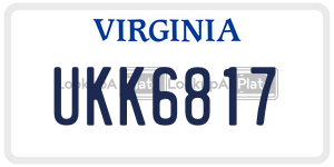UKK6817  license plate in VA