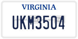 UKM3504 license plate in Virginia