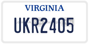 UKR2405  license plate in VA