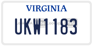 UKW1183  license plate in VA