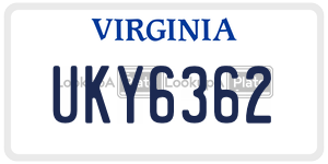 UKY6362  license plate in VA