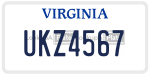 UKZ4567  license plate in VA
